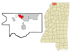DeSoto County Mississippi Incorporated and Unincorporated areas Horn Lake Highlighted.svg