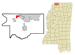 DeSoto County Mississippi Incorporated and Unincorporated areas Lynchburg Highlighted.svg