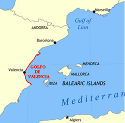 El litoral del golfo de Valencia.