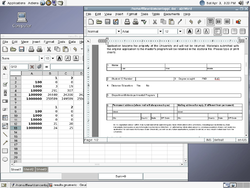 Captura del escritorio dropline GNOME con un procesador de texto y una aplicación de hoja de cálculos en ejecución.