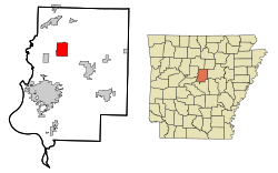 Localización en el condado de Faulkner y en el estado de Arkansas