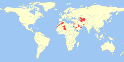 Mapa de distribución del gato del desierto