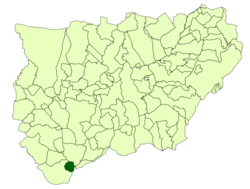 Situación de Frailes con respecto a la provincia de Jaén