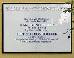 Gedenktafel Wangenheimstr 14 (Grunew) Karl Bonhoeffer.JPG