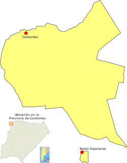 Área urbana del Gran Corrientes y las localidades incluidas en ella.