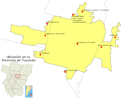 Área urbana del Gran San Miguel de Tucumán y las localidades incluidas en ella.