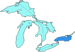 El lago Ontario en los Grandes lagos