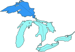 El lago Superior en los Grandes lagos