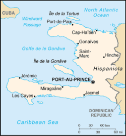 Mapa de Haití: al Norte, la isla de la Tortuga.