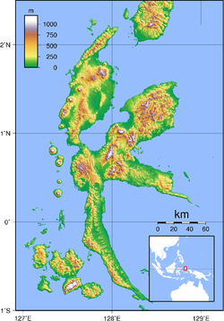 Mapa de la isla de Halmahera.