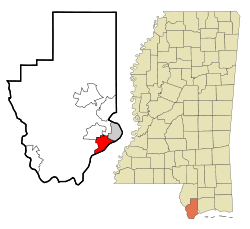 Hancock County Mississippi Incorporated and Unincorporated areas Waveland Highlighted.svg