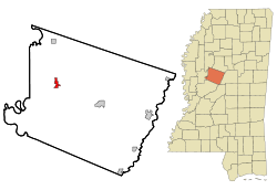 Holmes County Mississippi Incorporated and Unincorporated areas Tchula Highlighted.svg
