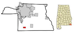 Localización en Houston y en el estado de Alabama