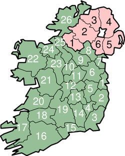 Mapa de los condados de Irlanda