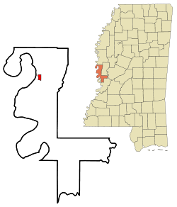 Issaquena County Mississippi Incorporated and Unincorporated areas Mayersville Highlighted.svg