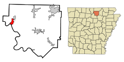 Localización en el Condado de Izard y en el estado de Arkansas