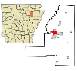 Localización en el condado de Jackson y en el estado de Arkansas