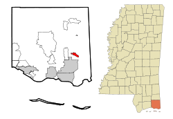 Jackson County Mississippi Incorporated and Unincorporated areas Helena Highlighted.svg
