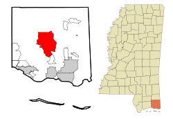 Jackson County Mississippi Incorporated and Unincorporated areas Vancleave Highlighted.svg
