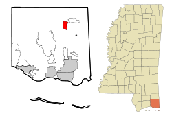 Jackson County Mississippi Incorporated and Unincorporated areas Wade Highlighted.svg