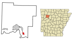 Localización en el condado de Johnson y en el estado de Arkansas