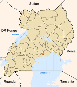Localización de Kampala en Uganda