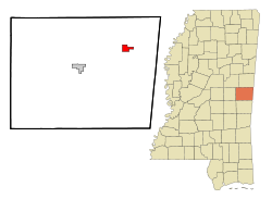 Kemper County Mississippi Incorporated and Unincorporated areas Scooba Highlighted.svg