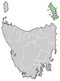 Localización del grupo Furneaux en el estado de Tasmania
