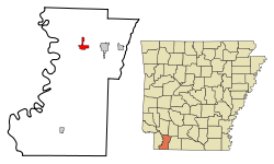 Localización en el condado de Lafayette y en el estado de Arkansas