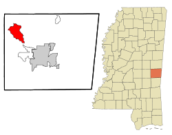 Lauderdale County Mississippi Incorporated and Unincorporated areas Collinsville Highlighted.svg