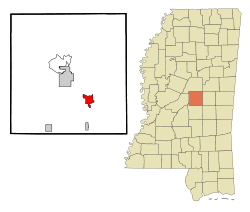 Leake County Mississippi Incorporated and Unincorporated areas Standing Pine Highlighted.svg
