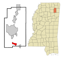 Lee County Mississippi Incorporated and Unincorporated areas Shannon Highlighted.svg