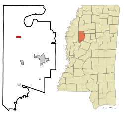 Leflore County Mississippi Incorporated and Unincorporated areas Schlater Highlighted.svg