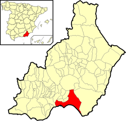 Mapa del golfo de Almería. En rojo, la ciudad almeriense.