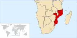 Ubicación de África Oriental Portuguesa