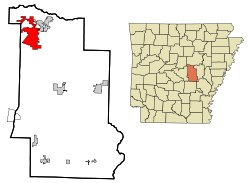Localización en el Condado de Lonoke y en el estado de Arkansas