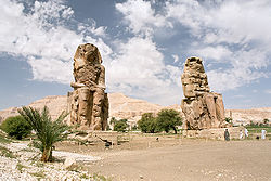 Luxor, West Bank, Colossi of Memnon, morning, Egypt, Oct 2004.jpg