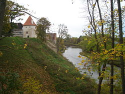 Mēmele river at Bauska Castle.jpg
