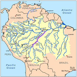 Localización del río en la cuenca  amazónica
