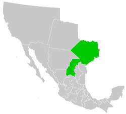 Ubicación de Coahuila y Texas
