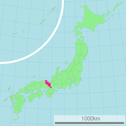 Mapa de Japón resaltando la prefectura de Kioto