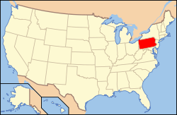 Localización de Pensilvania en Estados Unidos