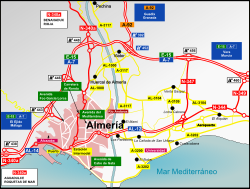 Mapa de carreteras de la ciudad Almería y su entorno.