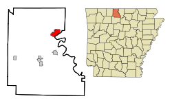 Localización en el Condado de Marion y en el estado de Arkansas