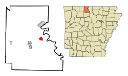 Localización en el condado de Marion y en el estado de Arkansas