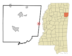 Monroe County Mississippi Incorporated and Unincorporated areas Gattman Highlighted.svg