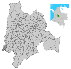 Localización en el departamento de Cundinamarca, en Colombia