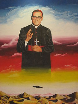 Mural de Óscar Romero en la Facultad de Jurisprudencia y Ciencias Sociales de la Universidad de El Salvador