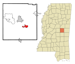 Neshoba County Mississippi Incorporated and Unincorporated areas Tucker Highlighted.svg