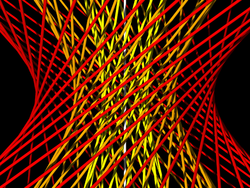 AsíntotasLa estrecha relación entre asíntotas e hipérbolas se prolonga, en tres dimensiones, a los hiperboloides, aproximándose a un cono asintótico.[http://www.sciencemuseum.org.uk/images/I046/10314748.aspx